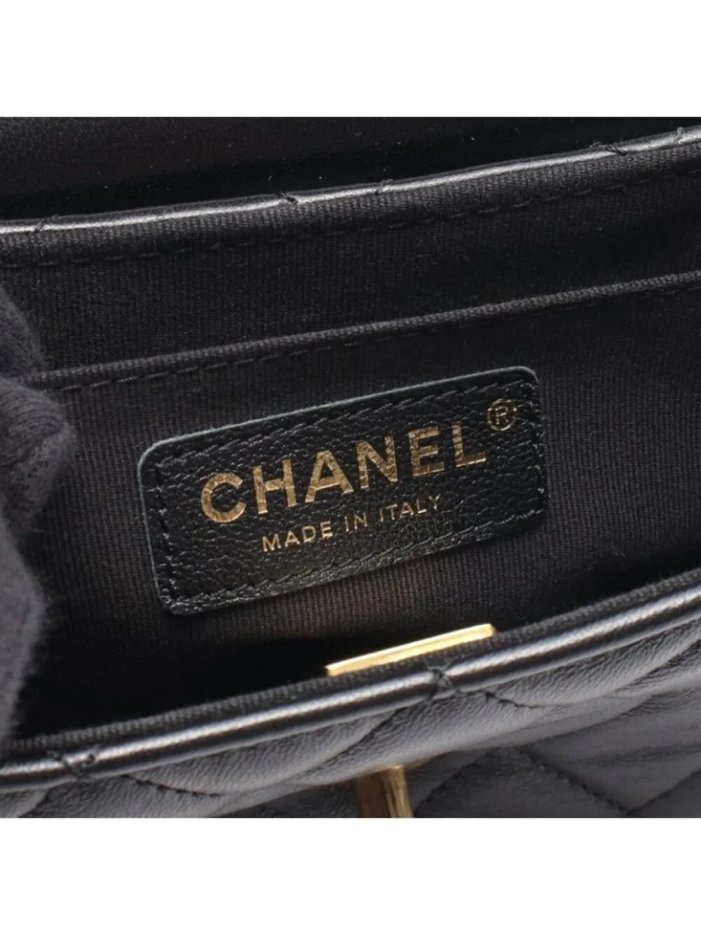 Chanel Shoulder Bag Quilted Top Handle 2-Way Black Lambskin Chain